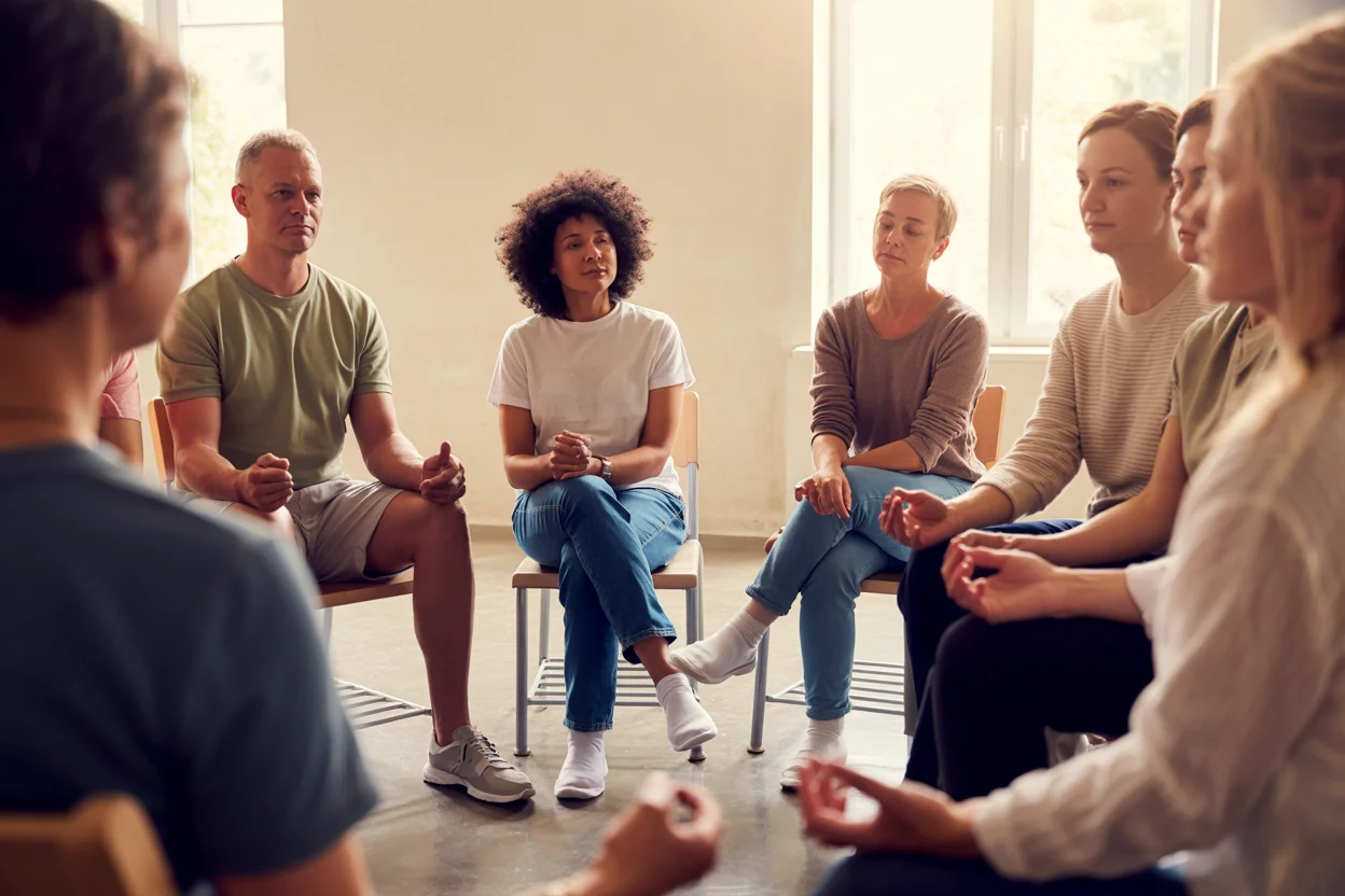 Clase de meditación mindfulness en grupo